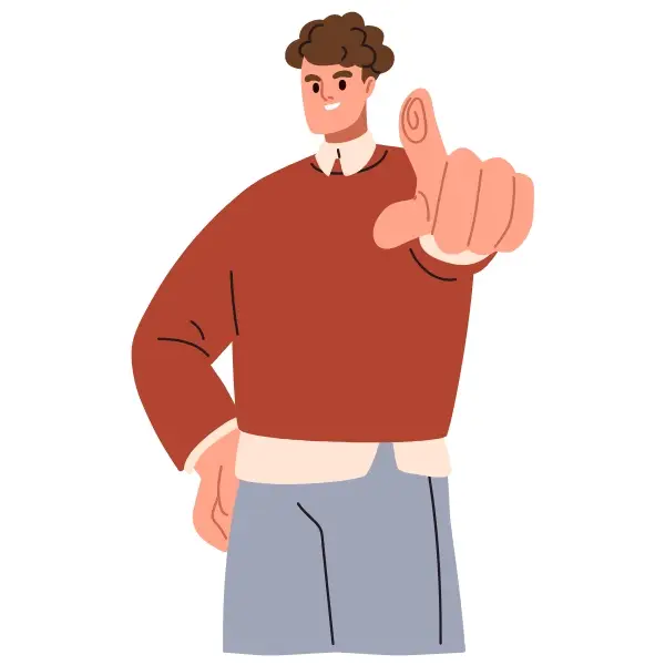 Image de la section "Créer le site qui vous ressemble" de l'offre du pack entreprise qui représente un homme dessiné vous pointant du doigt